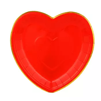 Набор тарелок бумажных в форме сердца, 6 шт., фольгированные, 19х19см, Арт 14-8