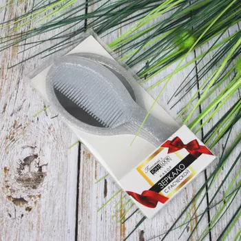 Набор зеркало с расческой ЮниLook, золото, серебро