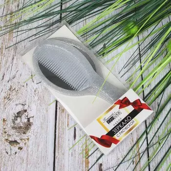 Набор зеркало с расческой ЮниLook, золото, серебро