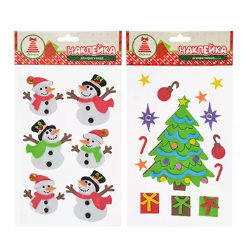 Наклейка декоративная СНОУ БУМ 12х22 см, ПЕВА, 2 дизайна