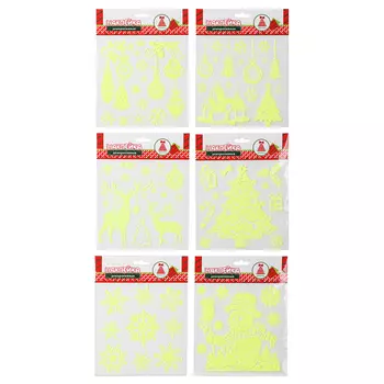 Наклейка декоративная СНОУ БУМ 23х18 см, 6 дизайнов, с блеском