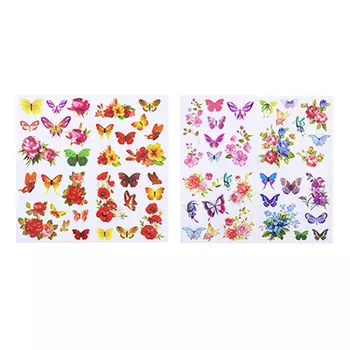 Наклейка интерьерная, ПВХ, 28х29см, с цветами и бабочками, 8 дизайнов, арт.19-07-8