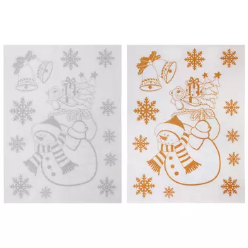 Наклейка СНОУ БУМ ПВХ, 30х42см, глиттер, 2 дизайна