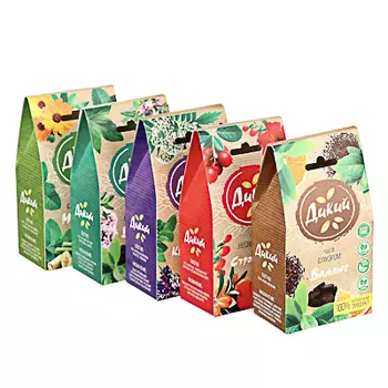 Напиток чайный Чага 50г, 5 видов: молодость, крепкий сон, бодрость, стройность, баланс