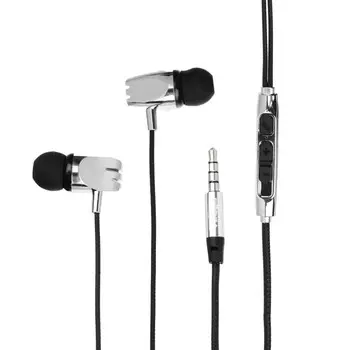 Наушники вакуумные FORZA с микрофоном, "под металл", 2 пары насадок, 120см, 2 цвет, пластик