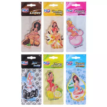 NEW GALAXY Ароматизатор бумажный Девушки, бабл гам, океан, черный лед, цитрус, кофе, ваниль