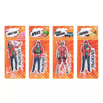 NEW GALAXY Ароматизатор бумажный "Рыжий", Бабл Гам, Ваниль, Новая машина, Арбуз