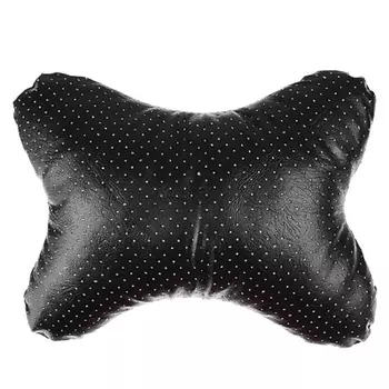 NEW GALAXY Подушка на подголовник "косточка" перфор.экокожа, 29x23см, черная