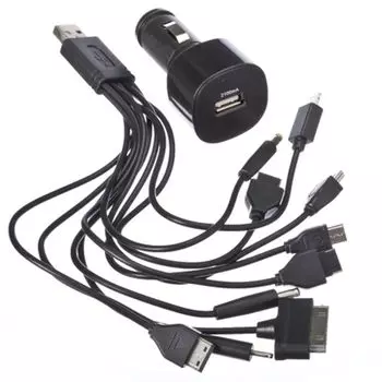 NEW GALAXY Зарядник универсальный USB+10 разъемов на различные телефоны 2,1А