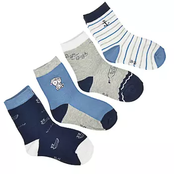 Носки детские, 80% хлопок, 15% полиамид, 5% спандекс, р-ры 14-16/16-18/18-20см, 4-5 цветов, НД19-6