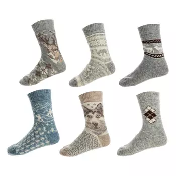 Носки мужские, размер 27-29, шерсть-80%, ПАН-10%, хлопок-7%, эластан-3%, 6 дизайнов