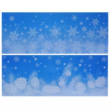 Новогодние наклейки СНОУ БУМ ПВХ, 21х60 см, глиттер, 2 дизайна