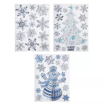 Новогодние наклейки СНОУ БУМ ПВХ 29х41 см, кристаллическая фольга, 3 дизайна