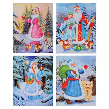 Новогодние наклейки СНОУ БУМ ПВХ, 30х38 см, 4 дизайна