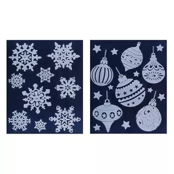 Новогодние наклейки СНОУ БУМ ПВХ, 30х38 см, нейлон, стразы, 2 дизайна