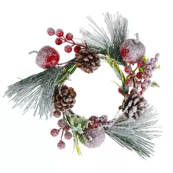 Новогодний венок со снегом СНОУ БУМ пластик, 27 см