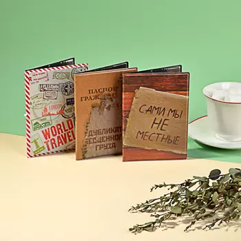 Обложка для паспорта с удерж.резинкой, с отд. для вод.удост, ПВХ, 13,7х9,6х0,4см, 2015-7, Дизайн GC