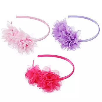 Ободок детский с декором, полиэстер, пластик, ширина 1см, 3 цвета, ОД19-2