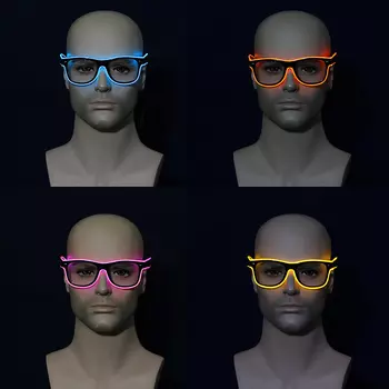 Очки карнавальные СНОУ БУМ LED, 14,5х5 см, пластик, 4 цвета