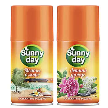 Освежитель воздуха запасной блок Sunny Day Летний дождь, Мечты о море, 250 см3