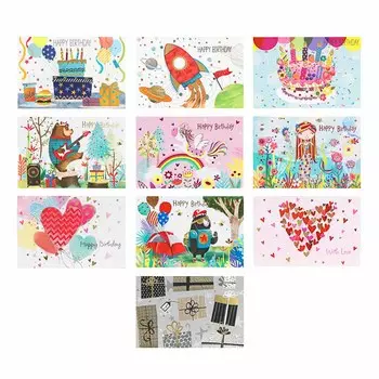 Открытка поздравительная 3D, бумага, 10 дизайнов