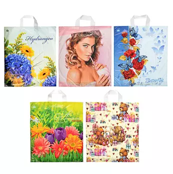 Пакет ПНД с петлевой ручкой, 38х42см, 37мкм, 5 дизайнов