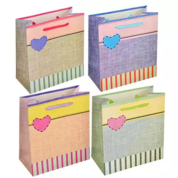 Пакет подарочный, 14х15,5х7 см, высококачественная бумага, 4 дизайна, арт 153