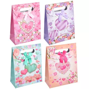 Пакет подарочный, 16х21х7,5 см, 4 дизайна, арт 122