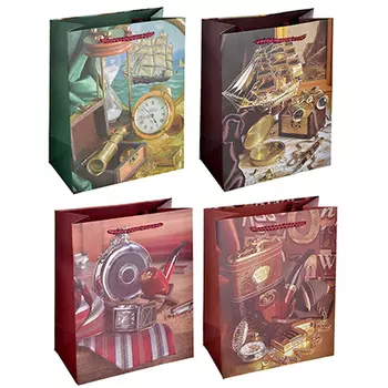 Пакет подарочный, 18х23х10см, высококачественная бумага, 4 дизайна, арт 116