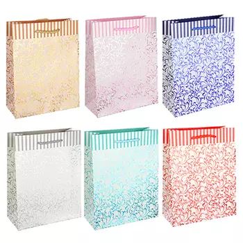 Пакет подарочный, 18х23х8 см, высококачественная бумага с блеском, 6 цветов, арт 131