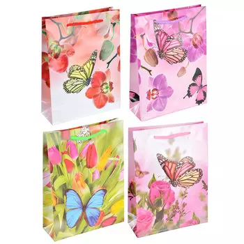 Пакет подарочный, 18х24х7 см, 4 дизайна, арт 140