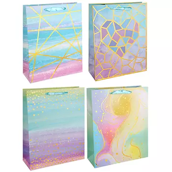 Пакет подарочный, 26х32х10 см, высококачественная бумага с блеском, 4 дизайна, арт 144