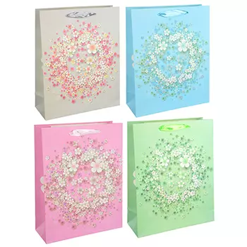 Пакет подарочный, 26х32х10 см, высококачественная бумага с блеском, 4 дизайна, арт 149