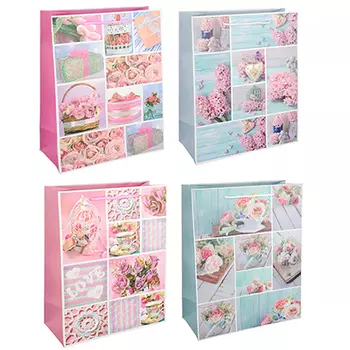 Пакет подарочный, 26х32х12 см, высококачественная бумага, с глиттером, 4 дизайна, арт 118