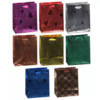 Пакет подарочный бумажный, 11,5х14,5х6,5 см, 8 цветов