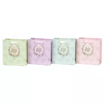 Пакет подарочный бумажный 14х15х7см, 4 дизайна, арт.2503-15