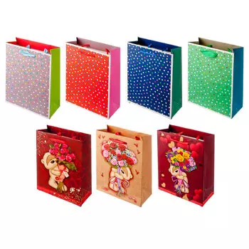 Пакет подарочный бумажный 18х23х8см, 8 дизайнов, арт2345