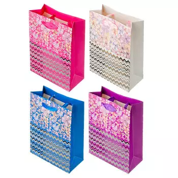 Пакет подарочный бумажный 18x32x8см, 4 дизайна, арт.551