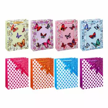 Пакет подарочный бумажный 24х18х7 см, 8 дизайнов