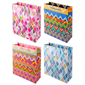 Пакет подарочный бумажный 26х32х10см, 4 дизайна, арт.2503-18