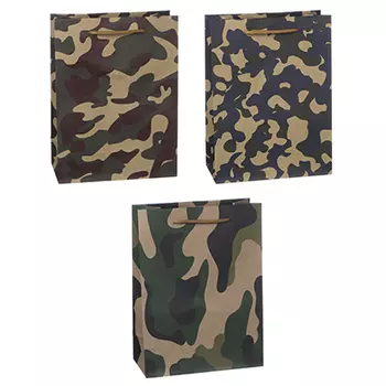 Пакет подарочный бумажный, крафт, 18х24х8,5 см, 3 цвета