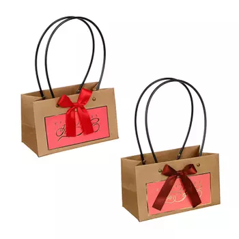 Пакет подарочный бумажный с декором, 22х11х13см, 2 цвета