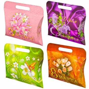 Пакет подарочный бумажный с окном, бумага, 25х34,5см, 4 дизайна