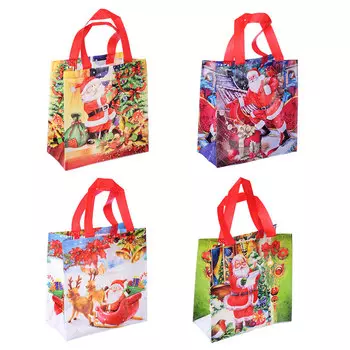 Пакет подарочный СНОУ БУМ 22х23х11 см, полиэстер, 4 дизайна, арт 1