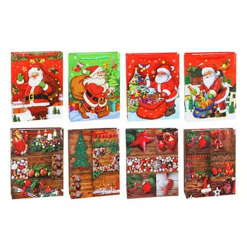 Пакет подарочный СНОУ БУМ бумажный, 30х23х8 см, 8 дизайнов