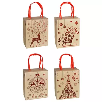 Пакет подарочный СНОУ БУМ бумажный , закрывающийся, 27х27х13 см, 4 дизайна