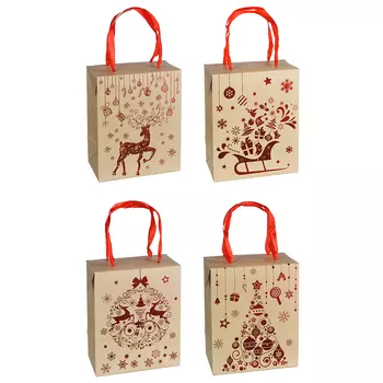 Пакет подарочный СНОУ БУМ бумажный , закрывающийся, 27х27х13 см, 4 дизайна