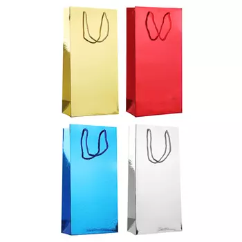 Пакет подарочный, вензеля, высококачественная бумага, тиснение фольгой, 17х35х9 см, 4 цвета