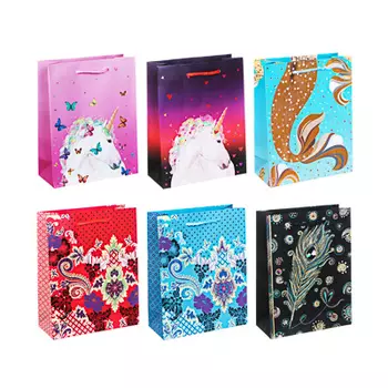 Пакет подарочный, высококачественная бумага, 18х24х8,5 см, арт 0-3