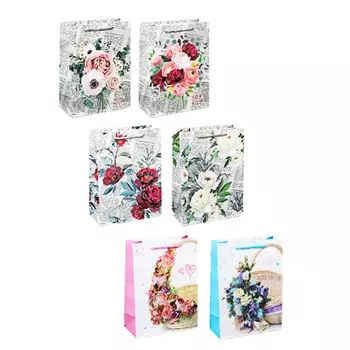 Пакет подарочный, высококачественная бумага с глиттером, 18х24х8,5 см, арт 0-1